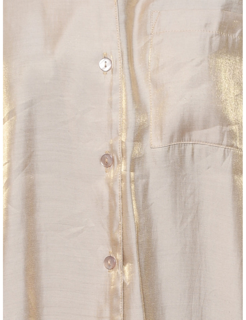Beige Metallic Blouse - L