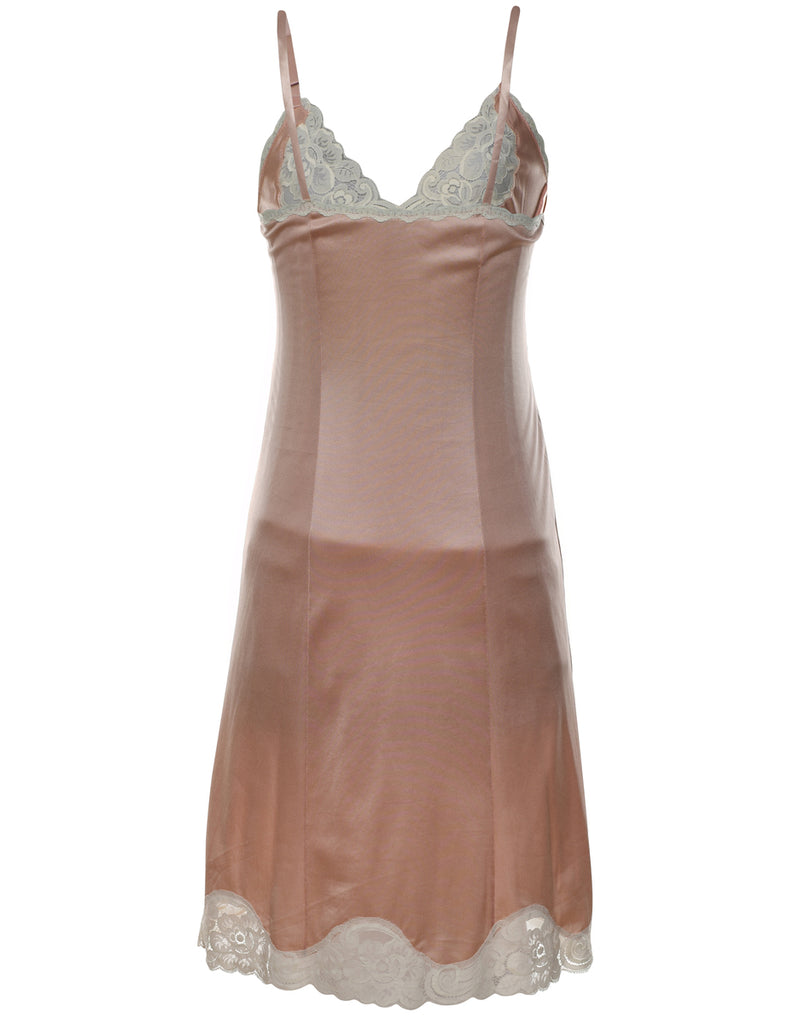 Beige & Off-White Slip Dress - M