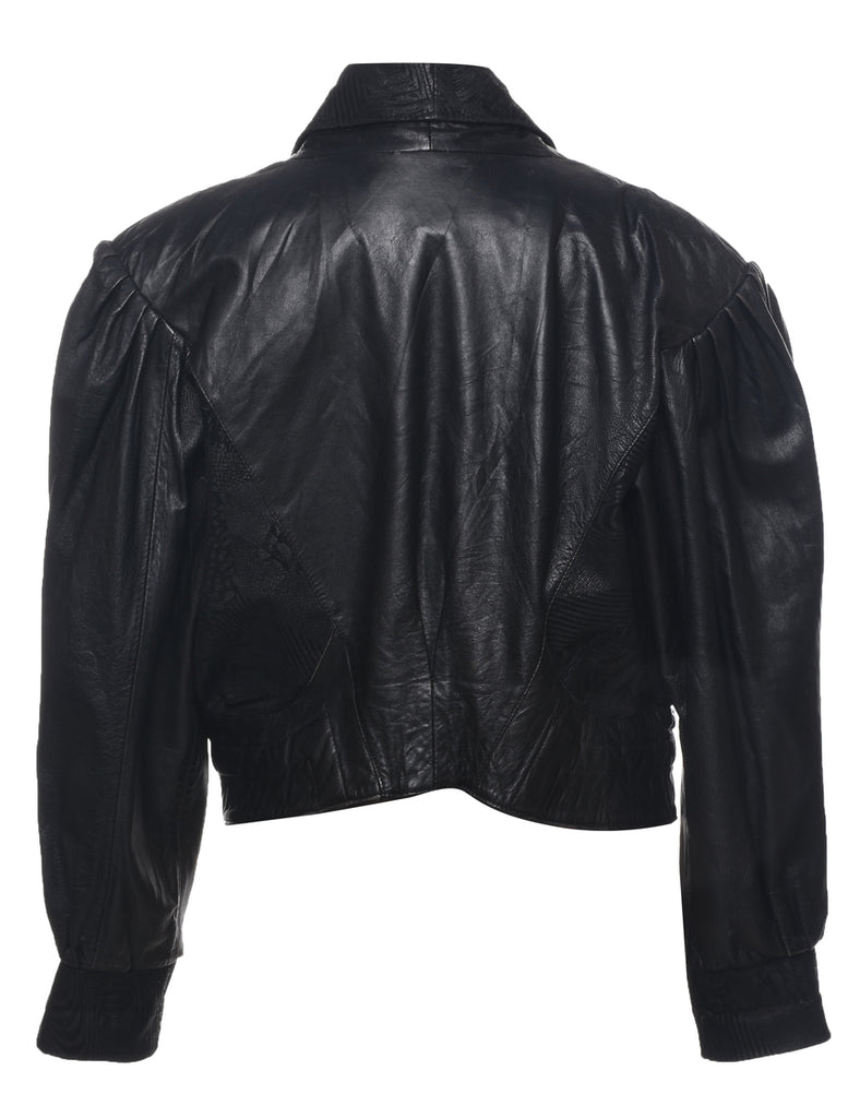 Biker Style Leather Jacket - L