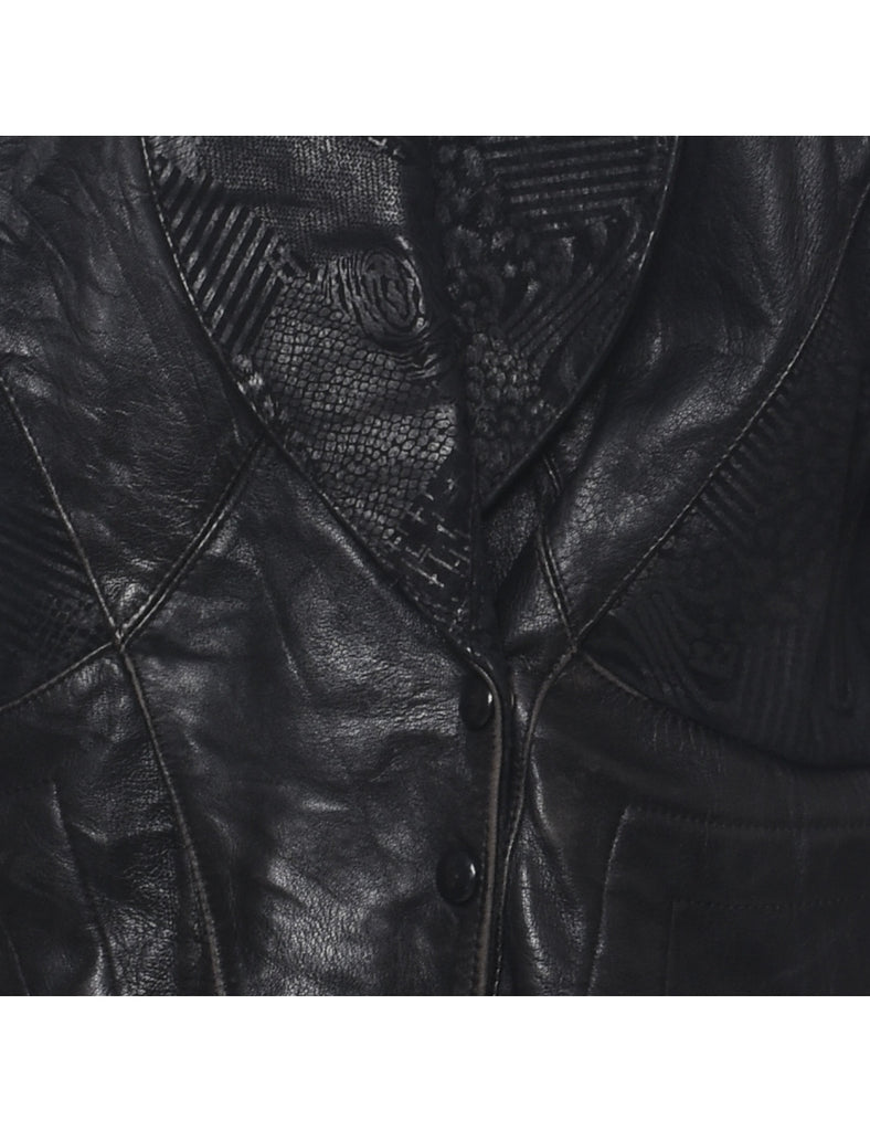 Biker Style Leather Jacket - L