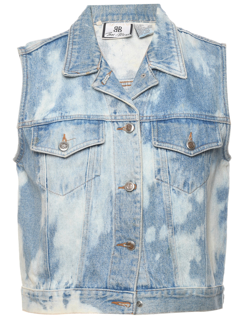 Bill Blass 1990s Acid Wash Denim Vest - M