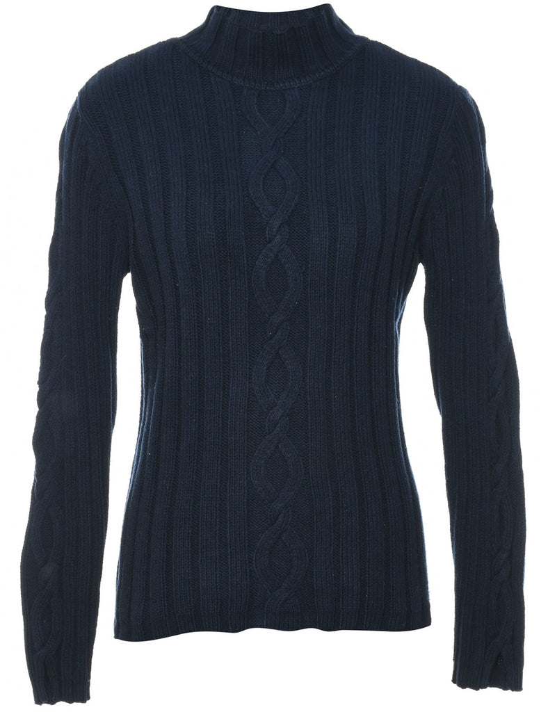 Black Cable Knit Jumper - M