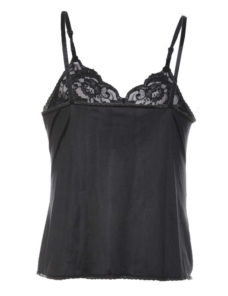 Black Classic Lace Trim Camisole - S