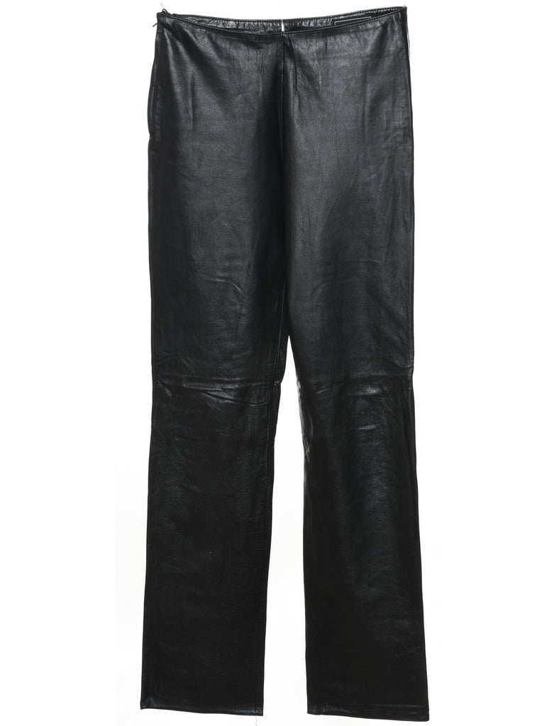 Black Classic Leather Trousers - W26 L32