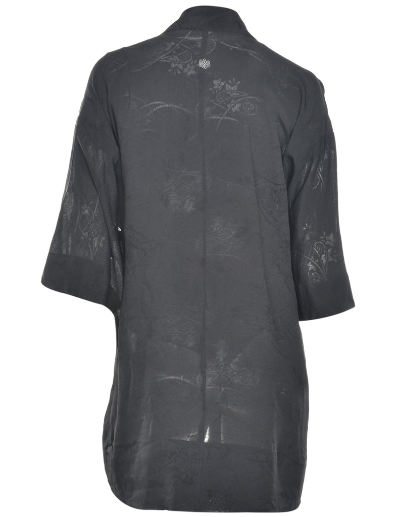 Black Cropped Kimono - L