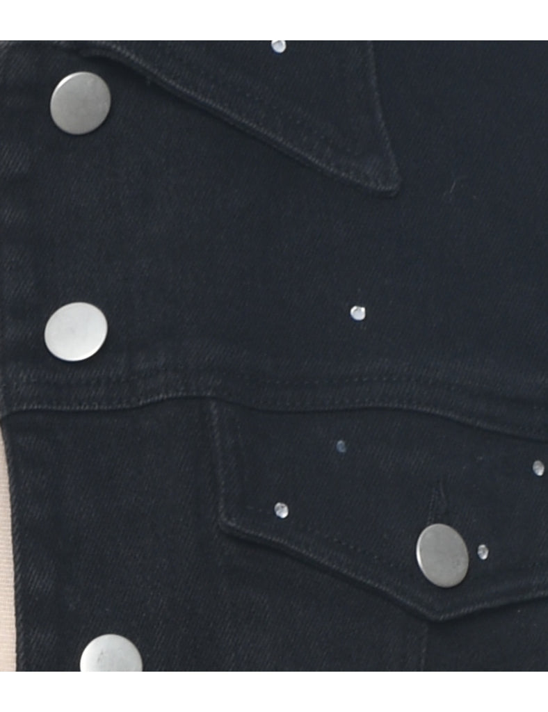 Black Embellished Denim Jacket - M