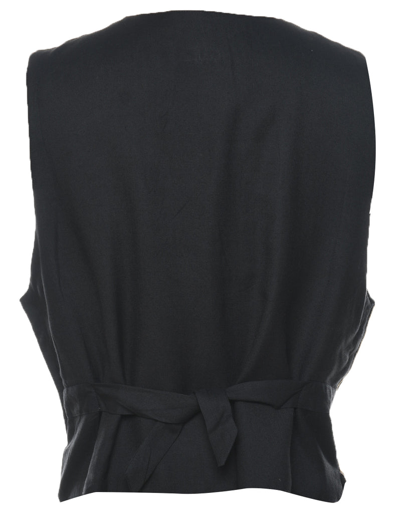 Black Embroidered Waistcoat - M