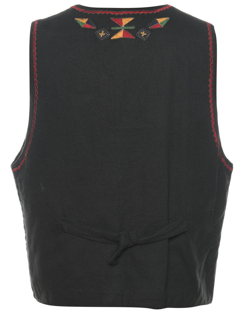 Black Embroidered Waistcoat - M