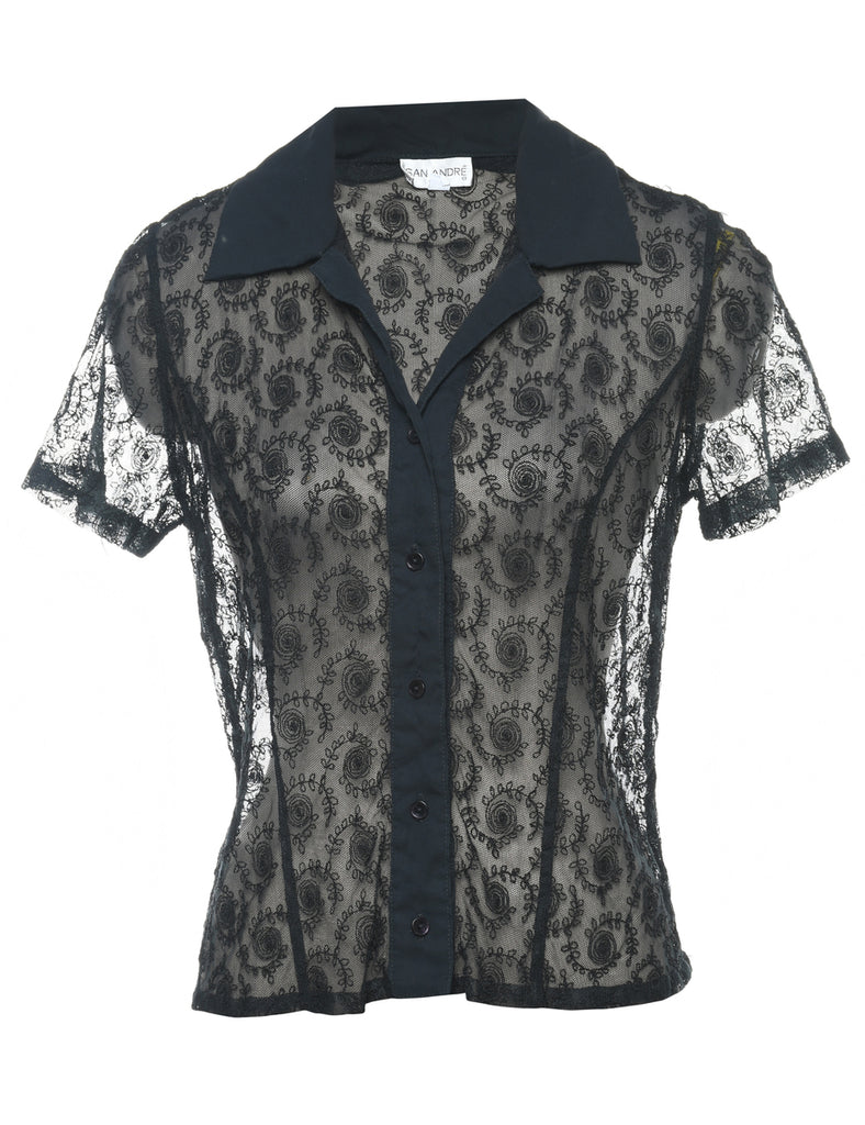 Black Evening Blouse - L