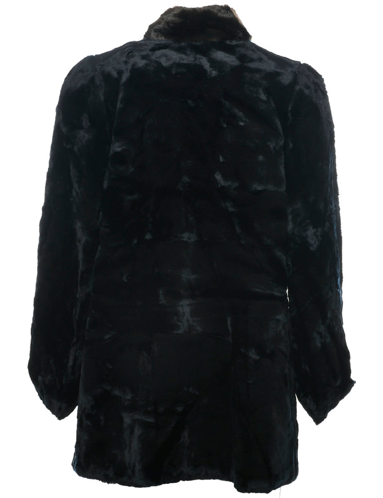 Black Faux Fur Coat - M