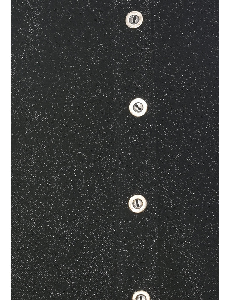 Black Faux Fur Trim 1990s Evening Jacket - M