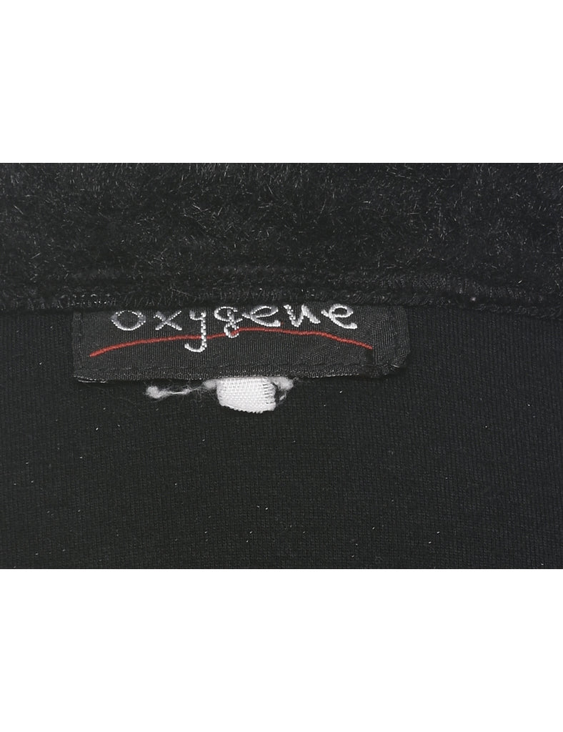 Black Faux Fur Trim 1990s Evening Jacket - M