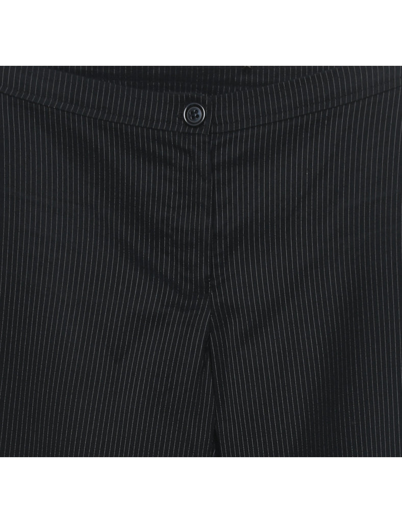 Black Flared Leg Pinstriped Trousers - W26 L31