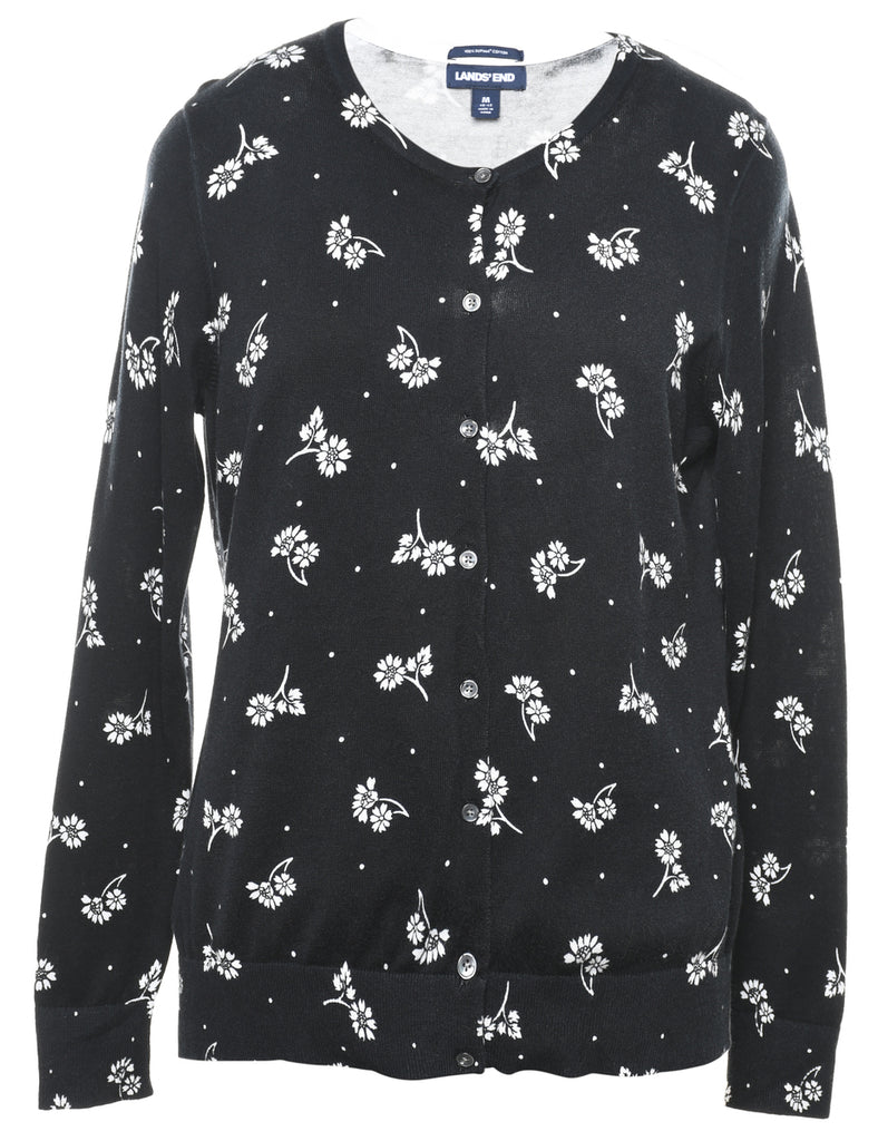 Black Floral Cardigan - M