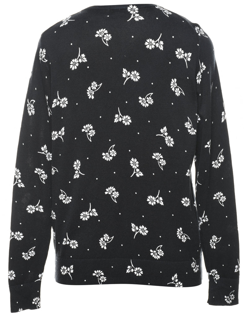 Black Floral Cardigan - M