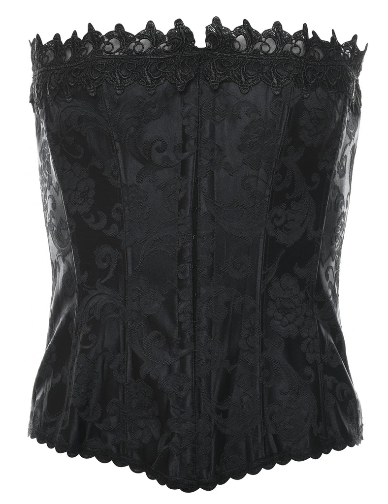 Black Floral Print Corset - S