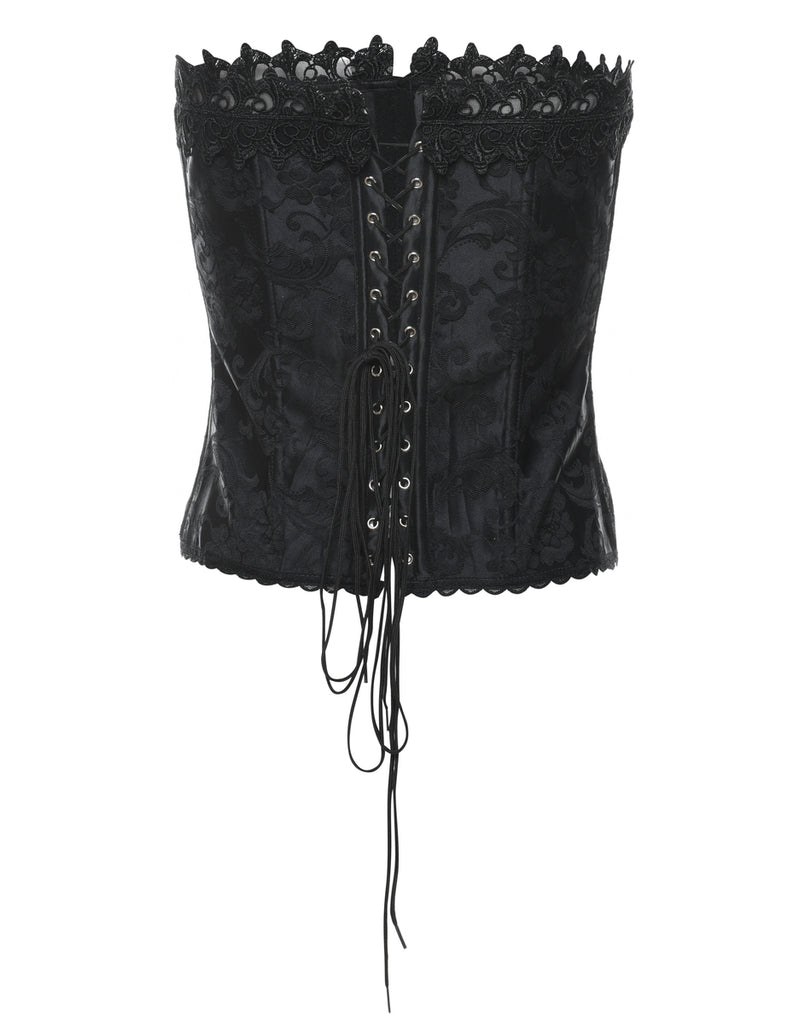 Black Floral Print Corset - S