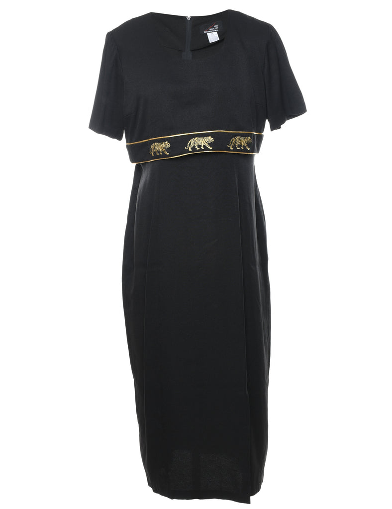 Black & Gold Tiger Design Dress - L