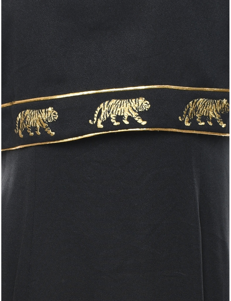 Black & Gold Tiger Design Dress - L