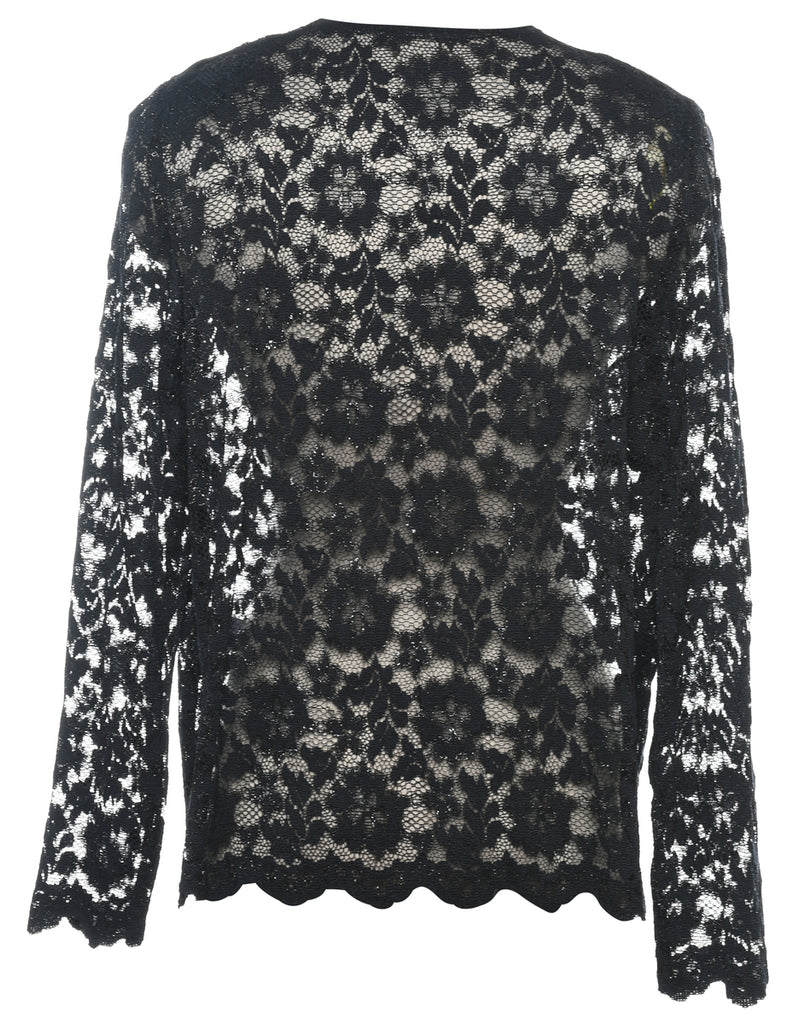 Black Lace Evening Jacket - M