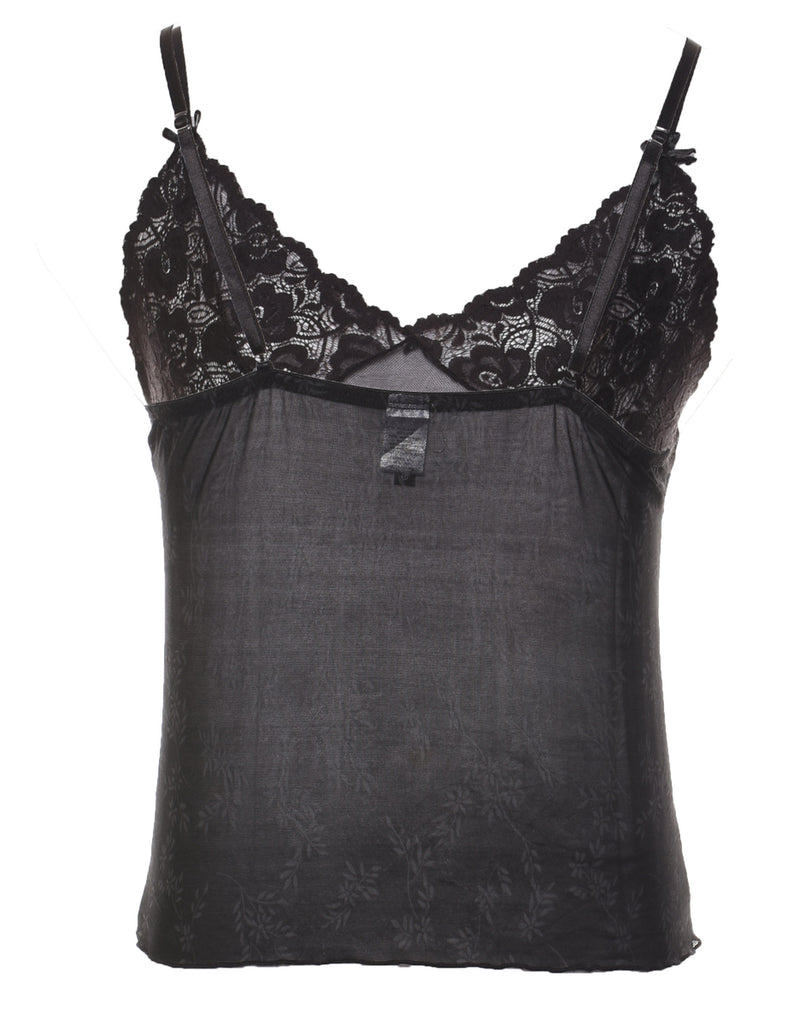 Black Lace Trim 1990s Camisole - XS