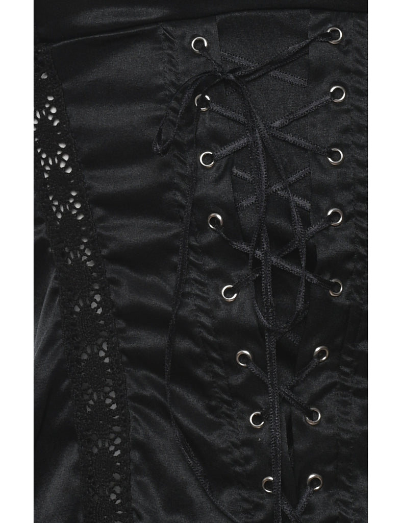 Black Lace-Up Detail 1990s Bustier - S