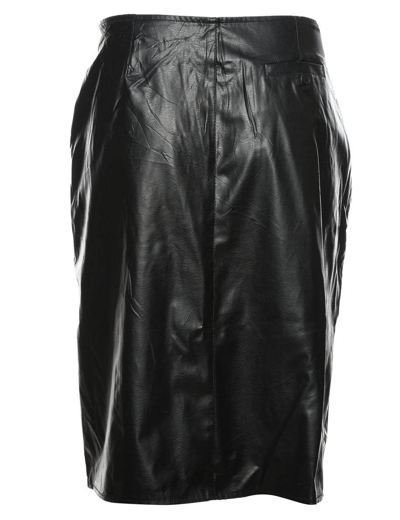 Black Leather Skirt - L