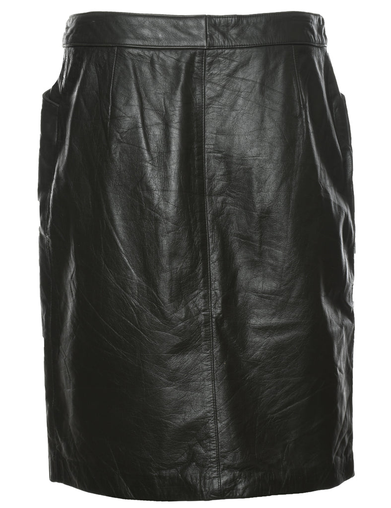 Black Leather Skirt - M