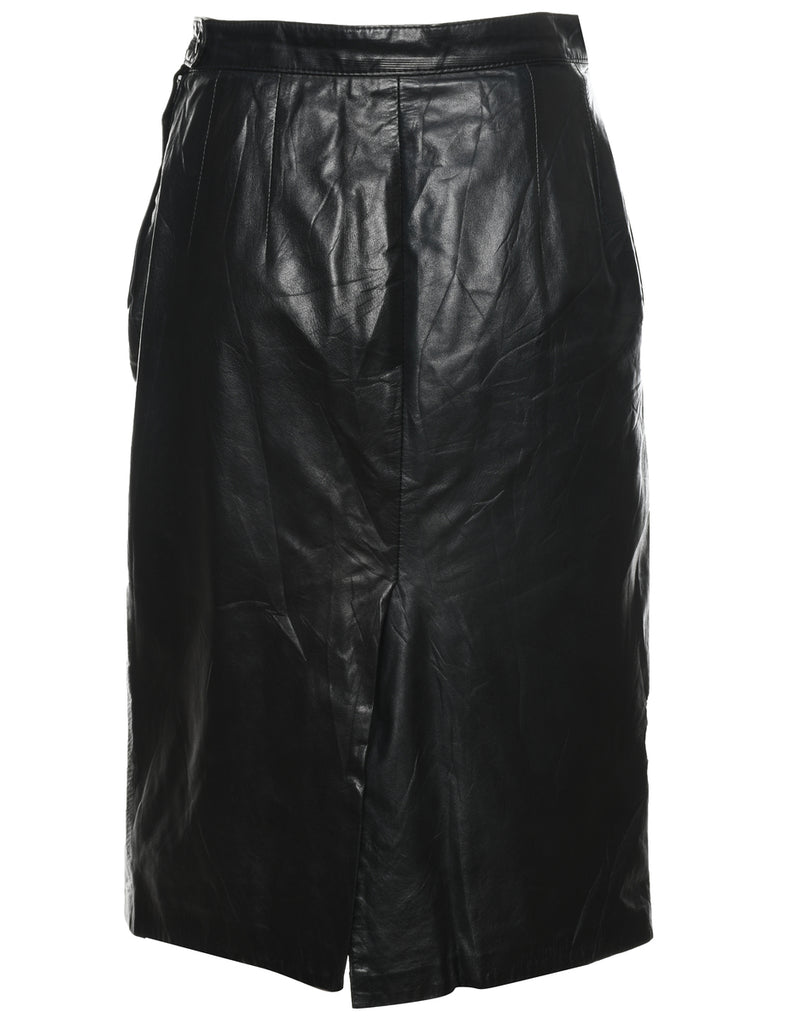 Black Leather Skirt - S