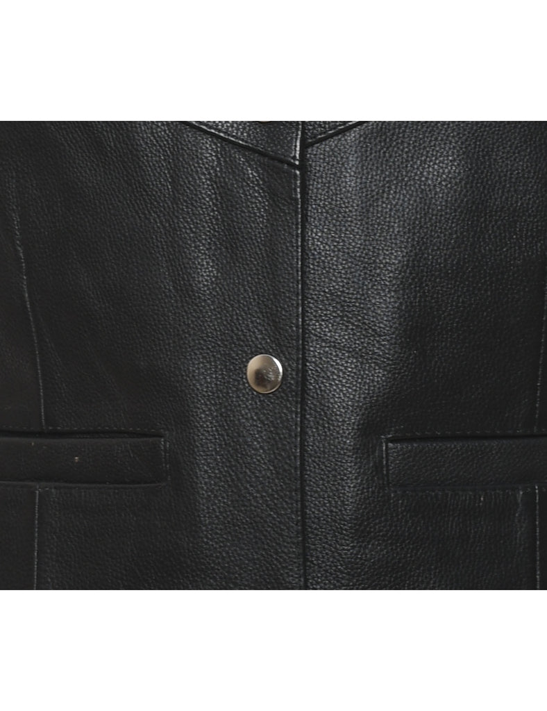 Black Leather Waistcoat - M