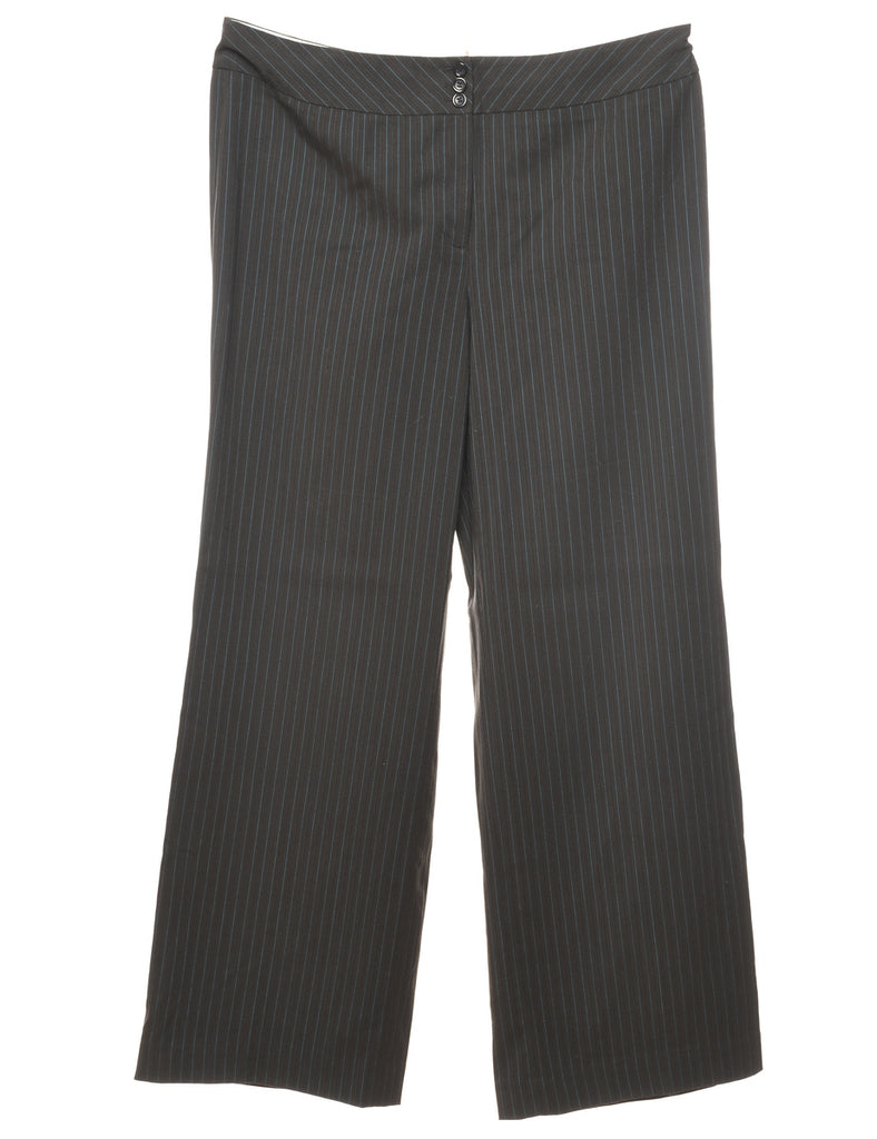 Black & Light Blue Pinstriped Trousers - W33 L31