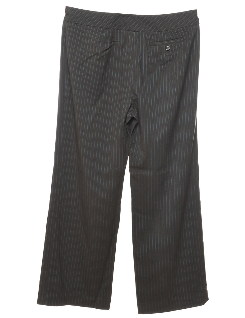 Black & Light Blue Pinstriped Trousers - W33 L31