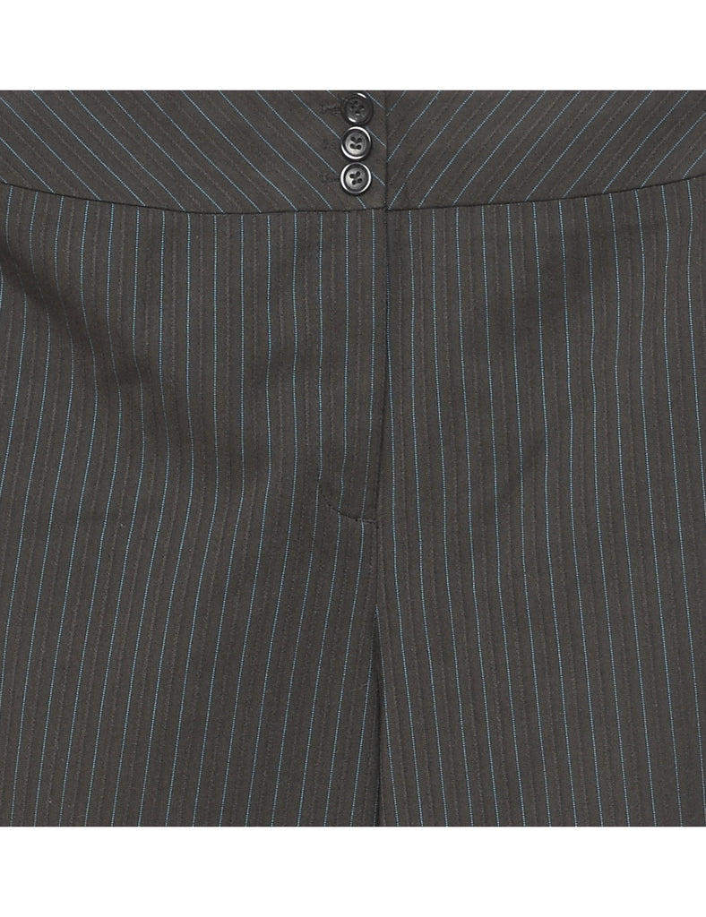 Black & Light Blue Pinstriped Trousers - W33 L31