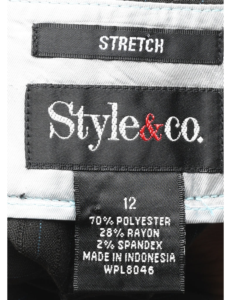 Black & Light Blue Pinstriped Trousers - W33 L31