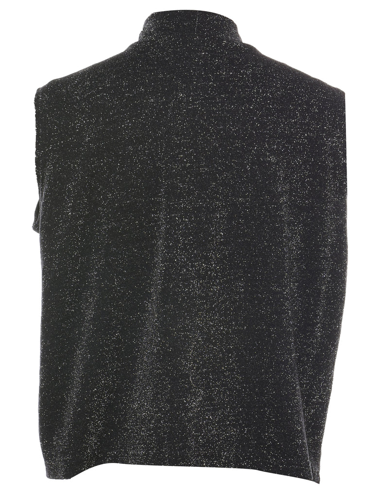 Black Metallic Evening Top - M