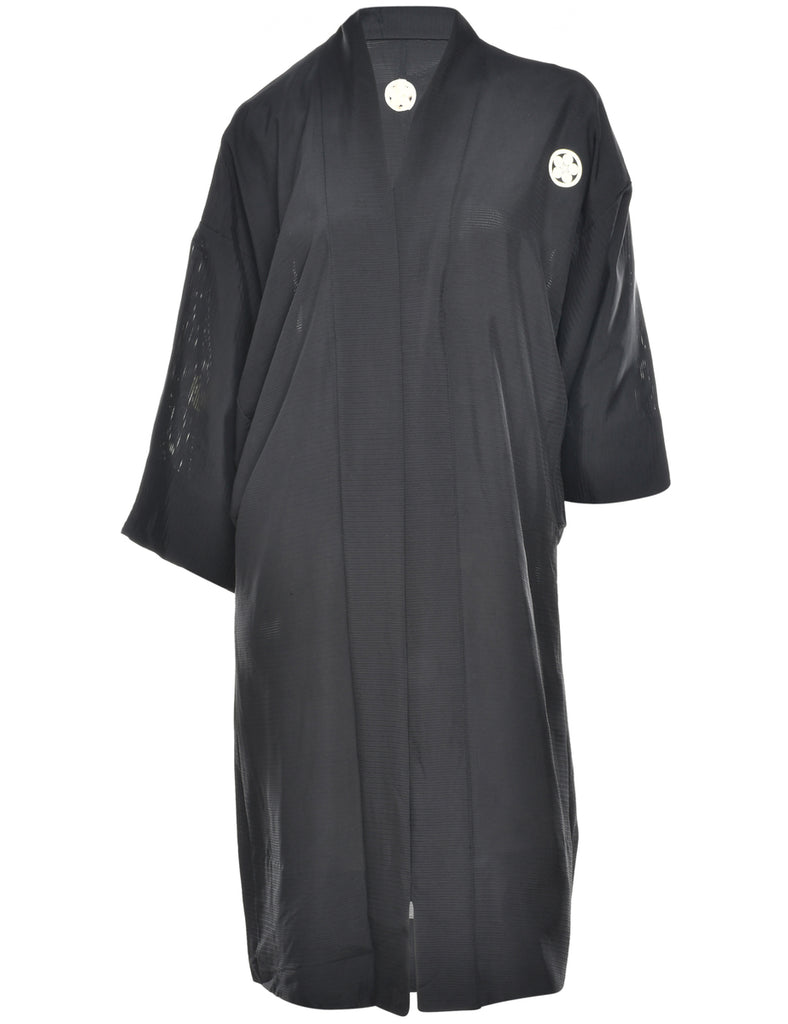 Black Midi Length Kimono - L