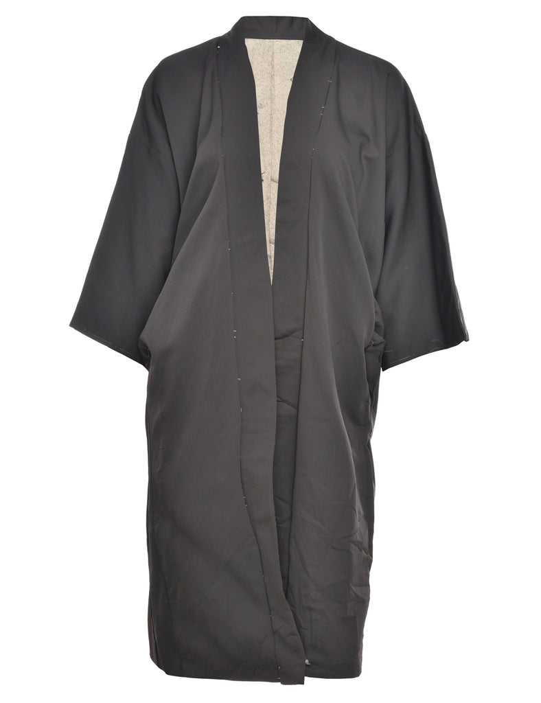 Black Midi Length Kimono - L