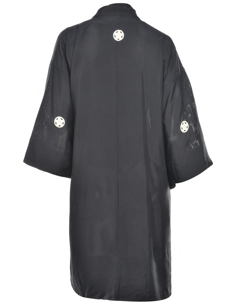 Black Midi Length Kimono - L