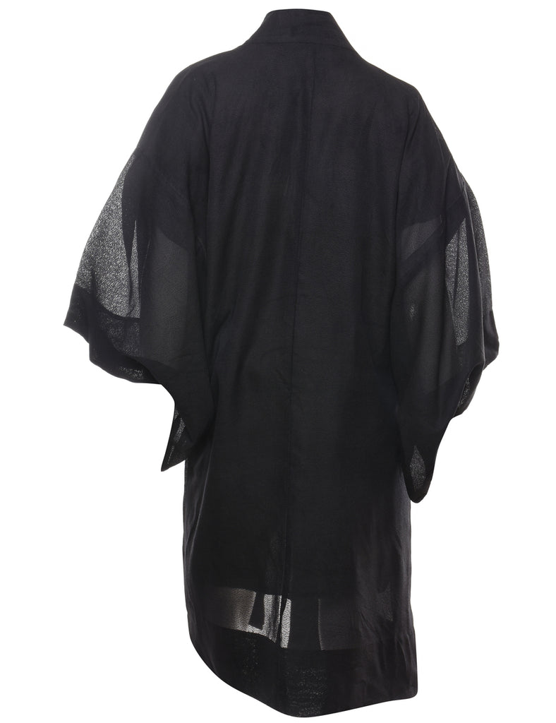 Black Midi Length Kimono - XL