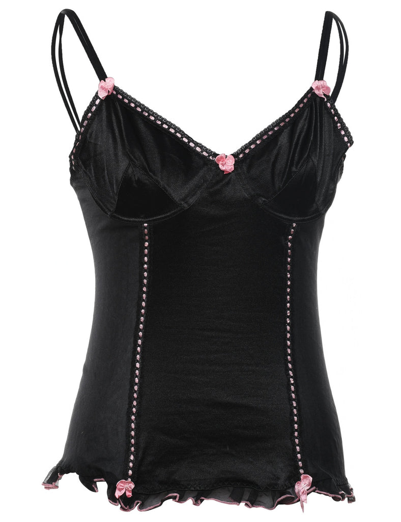 Black & Pink Boned Bodice - M