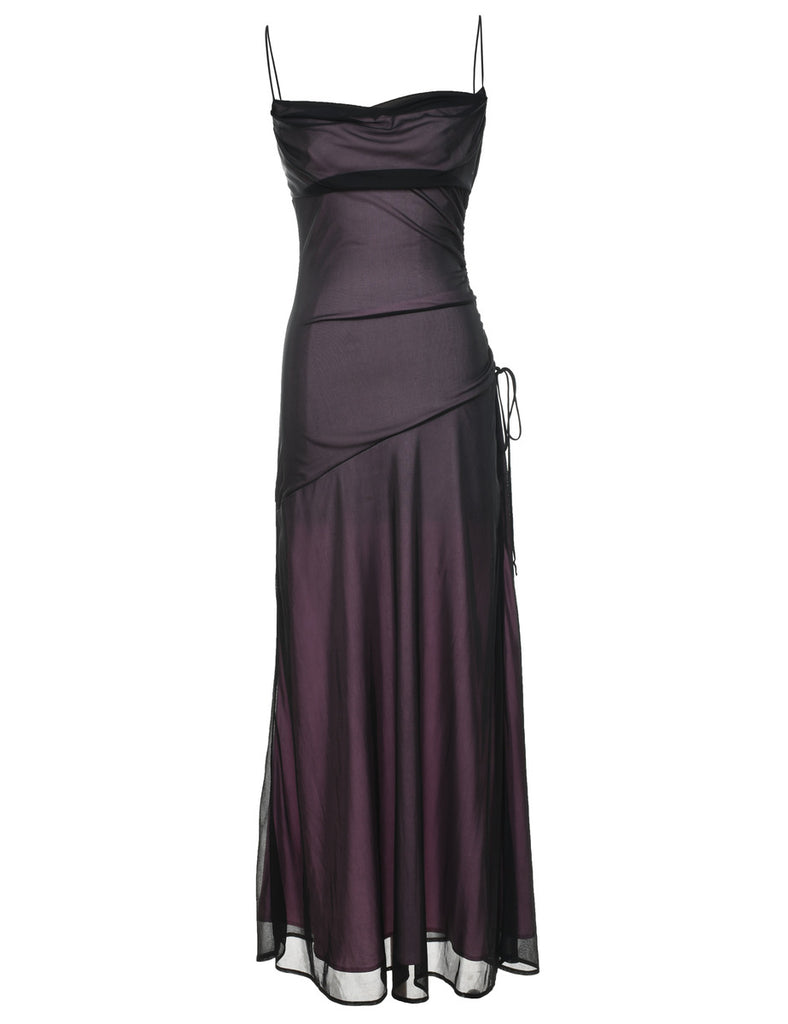 Black & Pink Strappy Y2K Evening Dress - S
