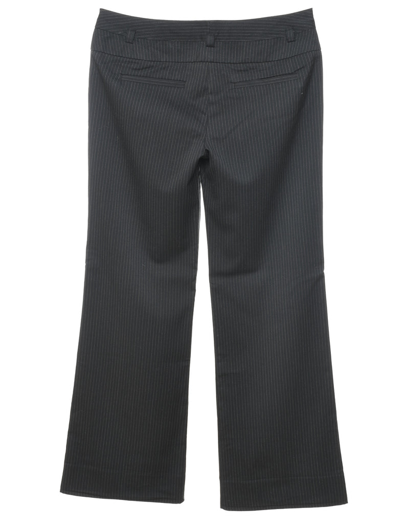 Black Pinstriped Flared Leg Y2K Trousers - W33 L30