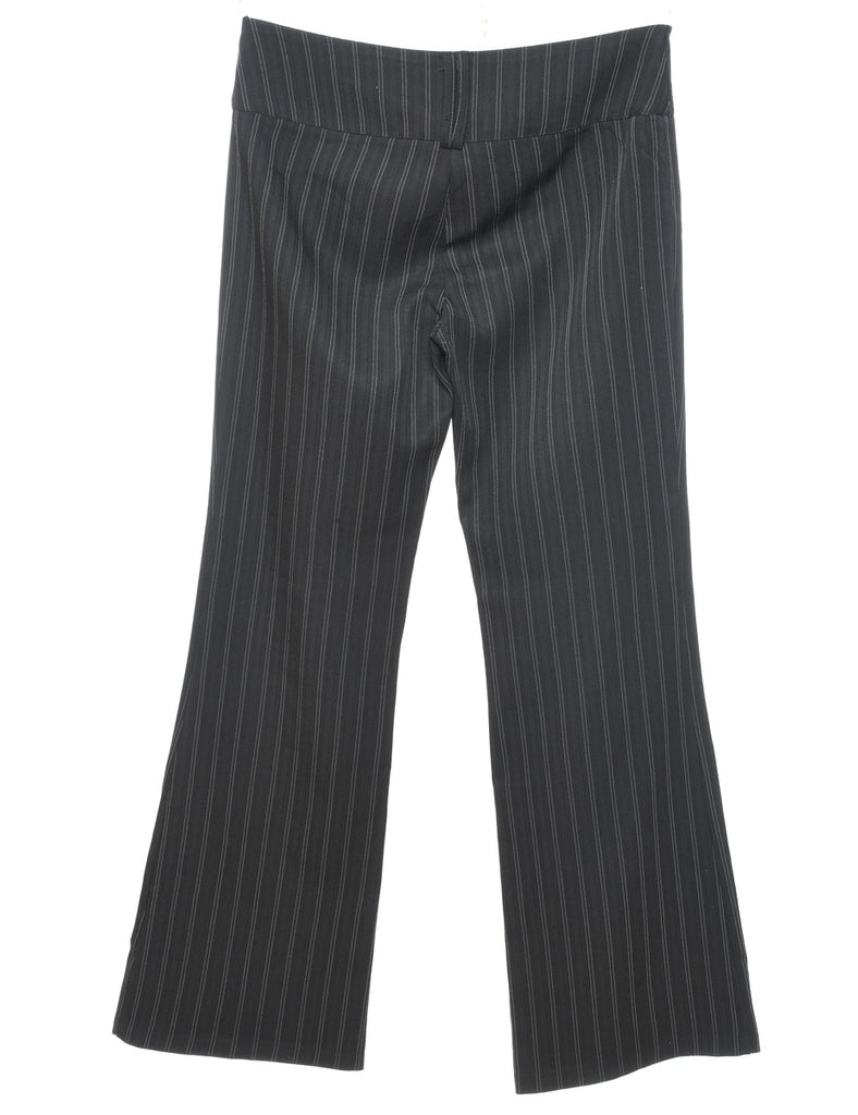 Black Pinstriped Flared Y2K Trousers - W31 L32