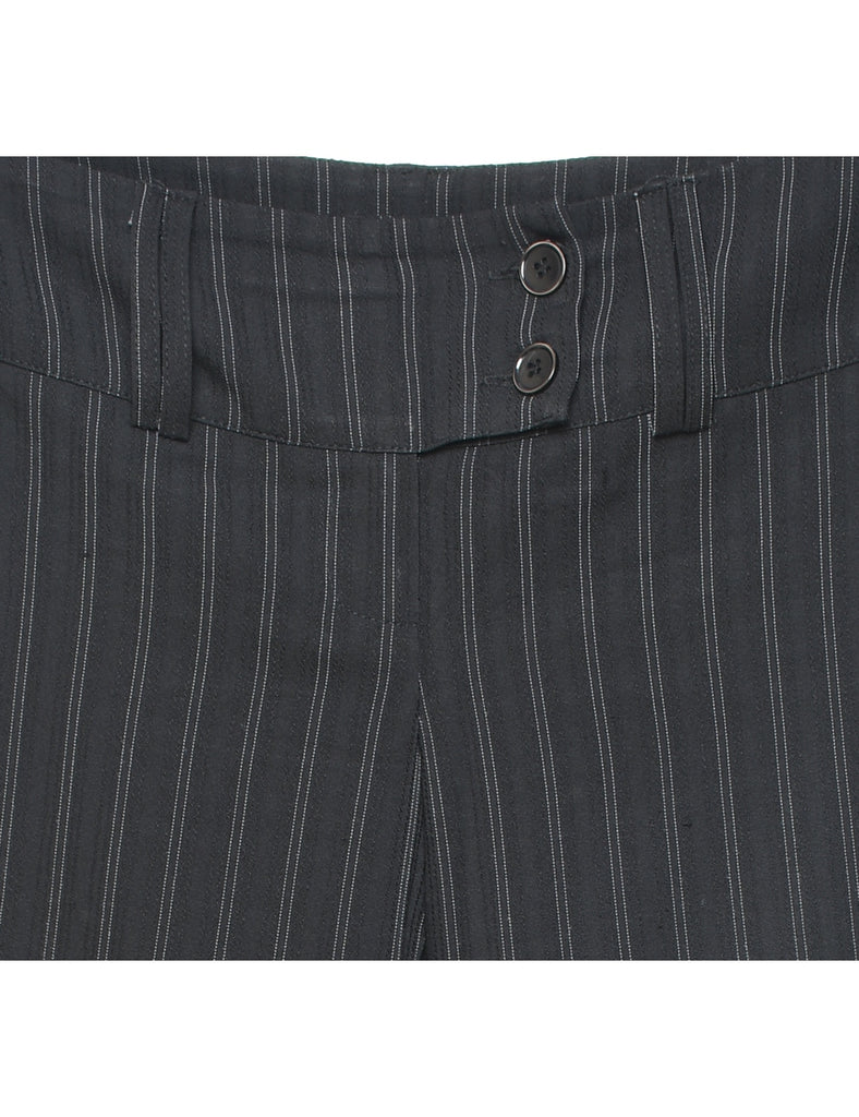 Black Pinstriped Flared Y2K Trousers - W31 L32