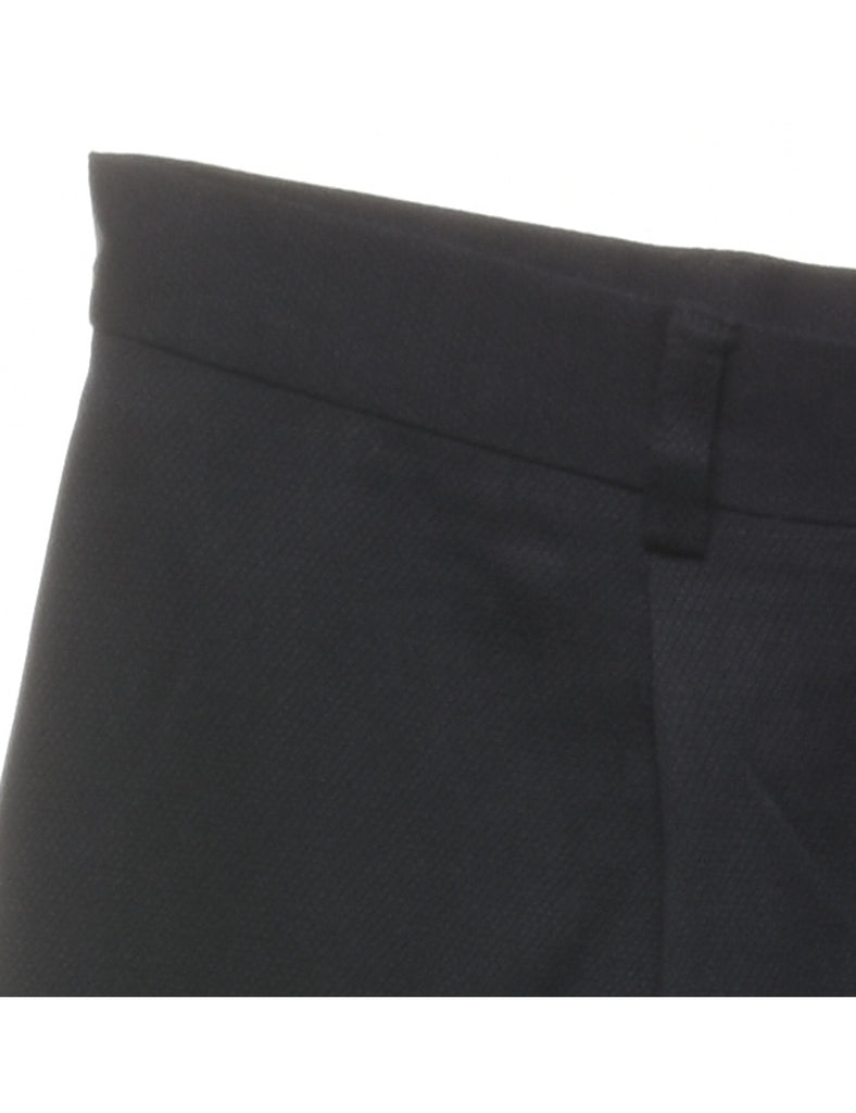 Black Pleated Wool Blend Trousers - W30 L31