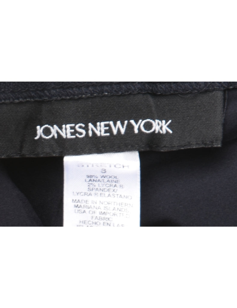 Black Pleated Wool Blend Trousers - W30 L31