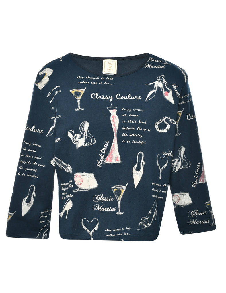 Black Printed T-shirt - M