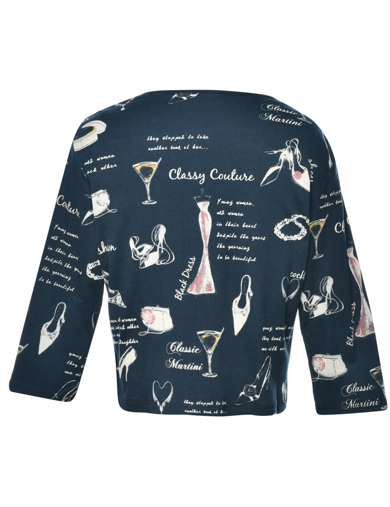 Black Printed T-shirt - M