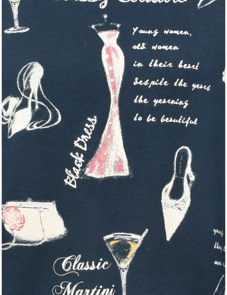 Black Printed T-shirt - M