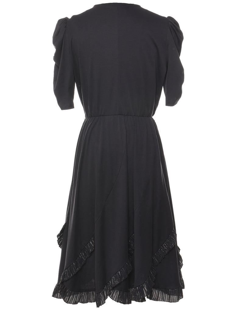 Black Puff Sleeve Classic Evening Dress - L